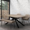 Oak Dining Table Set with 2 Beige Faux Leather Chairs &amp; 1 Bench - Seats 4 - Carson