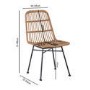Oak Dining Table Set with 6 Brown Rattan Chairs - Seats 6 - Carson
