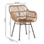 Oak Dining Table Set with 6 Brown Rattan Chairs - Seats 6 - Carson