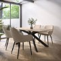 Oak Dining Table Set with 4 Beige Fabric Chairs - Seats 4 - Carson