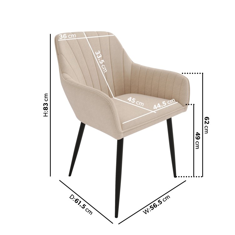 Oak Dining Table Set with 4 Beige Fabric Chairs - Seats 4 - Carson