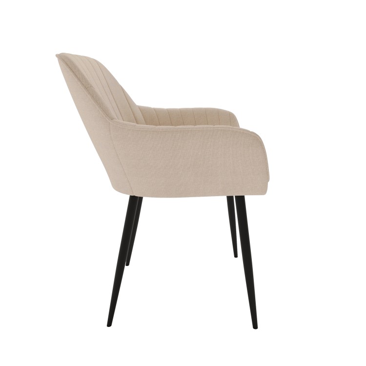 Oak Dining Table Set with 4 Beige Fabric Chairs - Seats 4 - Carson