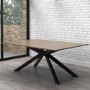Oak Dining Table Set with 4 Beige Fabric Chairs - Seats 4 - Carson