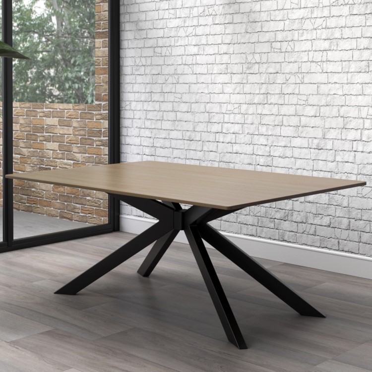 Oak Dining Table Set with 4 Beige Fabric Chairs - Seats 4 - Carson