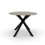 Round Grey Drop Leaf Dining Table with 4 Black Velvet Dining Chairs - Carson