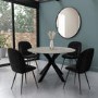 Round Grey Drop Leaf Dining Table Set with 4 Black Velvet Chairs - Seats 4 - Carson