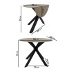 Round Grey Drop Leaf Dining Table Set with 4 Black Velvet Chairs - Seats 4 - Carson