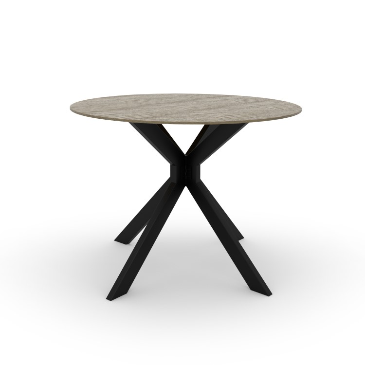 Round Grey Drop Leaf Dining Table Set with 4 Black Velvet Chairs - Seats 4 - Carson