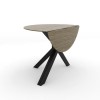 Round Grey Drop Leaf Dining Table Set with 4 Black Velvet Chairs - Seats 4 - Carson