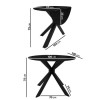 Black Round Drop Leaf Dining Table with 2 Orange Velvet Dining Chairs - Carson