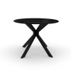Black Round Drop Leaf Dining Table with 2 Orange Velvet Dining Chairs - Carson