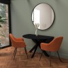 Black Round Drop Leaf Dining Table with 2 Orange Velvet Dining Chairs - Carson