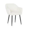 Round Black Drop Leaf Oak Dining Table with 4 Cream Boucle Dining Chairs -  Carson