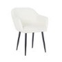 Round Black Oak Drop Leaf Dining Table Set with 4 Cream Boucle Chairs - Seats 4 - Carson