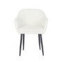 Round Black Oak Drop Leaf Dining Table Set with 4 Cream Boucle Chairs - Seats 4 - Carson