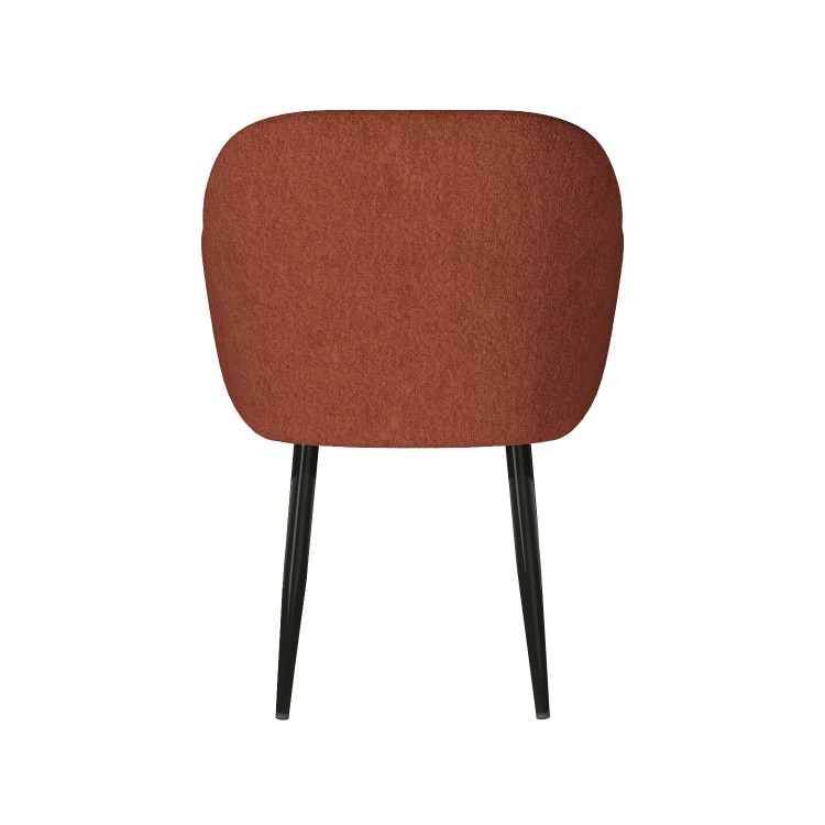 Set of 4 Burnt Orange Boucle Dining Chairs with Arms - Ally