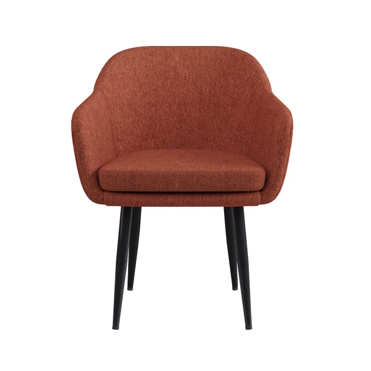 Set of 4 Burnt Orange Boucle Dining Chairs with Arms - Ally