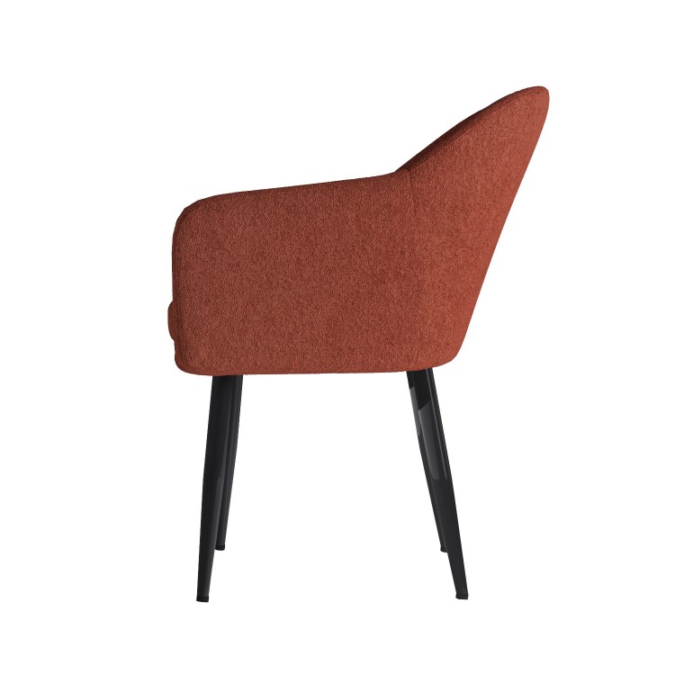 Set of 4 Burnt Orange Boucle Dining Chairs with Arms - Ally