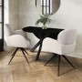 Round Black Oak Drop Leaf Dining Table Set with 2 Beige Boucle Chairs - Seats 2 - Carson