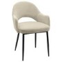 Round Black Drop Leaf Dining Table Set with 2 Beige Upholstered Chairs - Seats 2 - Carson