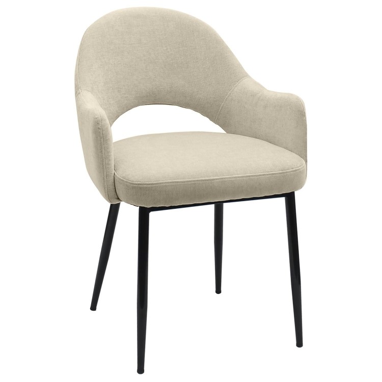 Round Black Drop Leaf Dining Table Set with 2 Beige Upholstered Chairs - Seats 2 - Carson