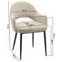 Round Black Drop Leaf Dining Table Set with 2 Beige Upholstered Chairs - Seats 2 - Carson