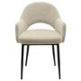 Round Black Drop Leaf Dining Table Set with 2 Beige Upholstered Chairs - Seats 2 - Carson