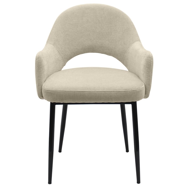 Round Black Drop Leaf Dining Table Set with 2 Beige Upholstered Chairs - Seats 2 - Carson