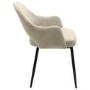 Round Black Drop Leaf Dining Table Set with 2 Beige Upholstered Chairs - Seats 2 - Carson