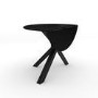 Round Black Drop Leaf Dining Table Set with 2 Beige Faux Leather Chairs - Seats 2 - Carson