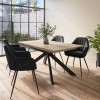 Oak Extendable Dining Table Set with 4 Black Faux Leather Chairs - Carson