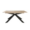 Oak Extendable Dining Table Set with 4 Black Faux Leather Chairs - Carson