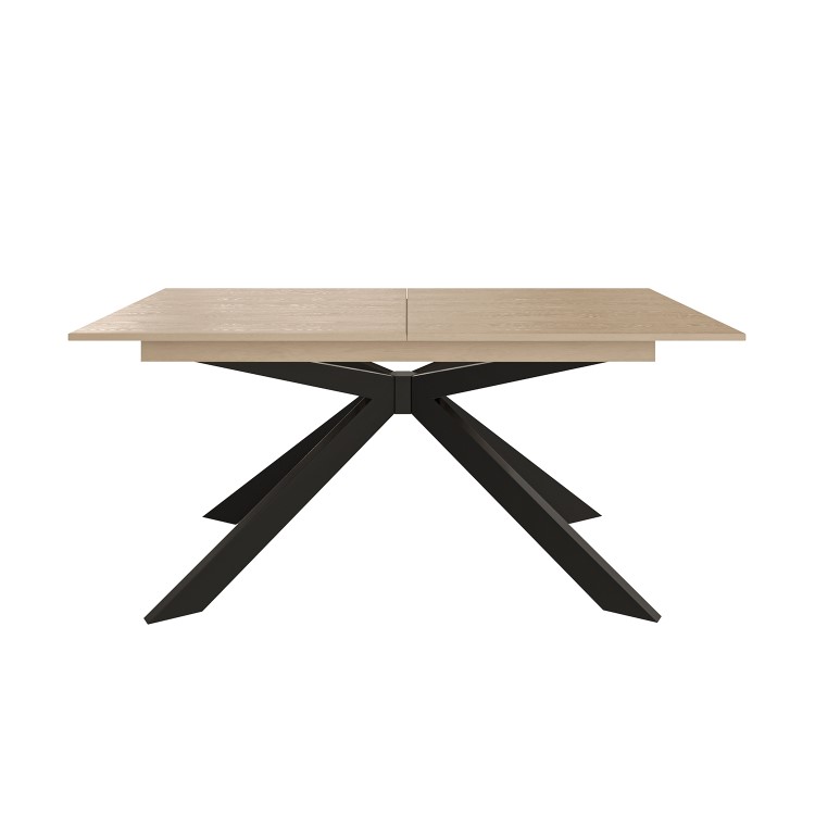 Oak Extendable Dining Table Set with 4 Black Faux Leather Chairs - Seats 4 - Carson