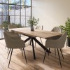 Oak Extendable Dining Table Set with 6 Beige Faux Leather Chairs - Seats 6 - Carson