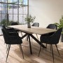 Oak Extendable Dining Table Set with 6 Black Faux Leather Chairs - Seats 6 - Carson