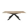 Large Rectangular Black Extendable Dining Table Set with 6 Beige Faux Leather Swivel Chairs - Seats 6 - Carson