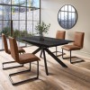 Black Extendable Dining Table Set with 4 Tan Faux Leather Cantilever Chairs - Seats 4 - Carson
