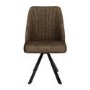 Black Extendable Dining Table Set with 8 Brown Faux Leather Swivel Chairs - Seats 8 - Carson