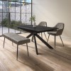 Black Oak Extendable Dining Table Set with 2 Dove Grey Faux Leather Chairs &amp; 1 Bench - Seats 4 - Carson