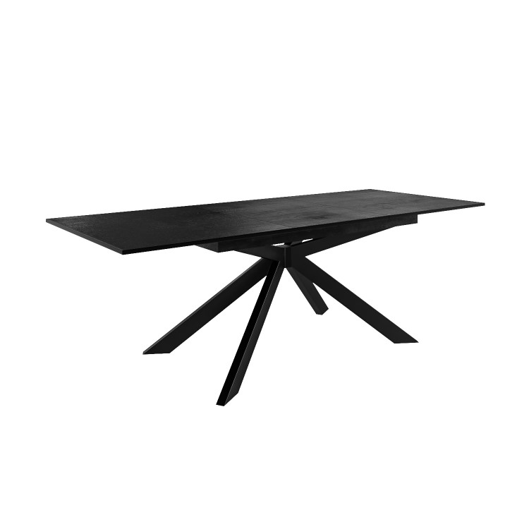 Black Oak Extendable Dining Table Set with 2 Dove Grey Faux Leather Chairs & 1 Bench - Seats 4 - Carson