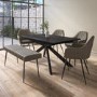 Black Oak Extendable Dining Table Set with 4 Dove Grey Faux Leather Chairs & 1 Bench - Seats 6 - Carson