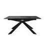 Large Rectangular Black Extendable Dining Table Set with 6 Black Fabric Chairs - Seats 6 - Carson