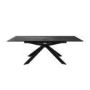 Large Rectangular Black Extendable Dining Table Set with 6 Black Fabric Chairs - Seats 6 - Carson