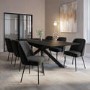 Large Rectangular Black Extendable Dining Table Set with 6 Black Fabric Chairs - Seats 6 - Carson