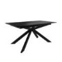 Large Rectangular Black Extendable Dining Table Set with 6 Black Fabric Chairs - Seats 6 - Carson
