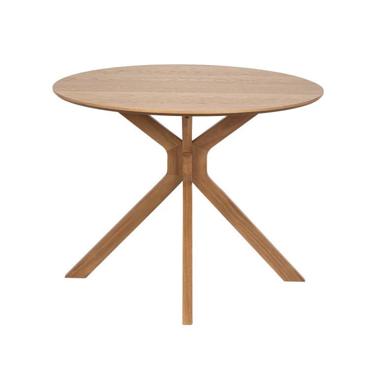 Round Oak Drop Leaf Dining Table Set with 2 Cream Upholstered Chairs - Seats 2 - Carson