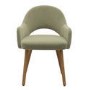 Round Oak Drop Leaf Dining Table Set with 4 Sage Green Velvet Chairs - Seats 4 - Carson