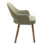 Round Oak Drop Leaf Dining Table Set with 4 Sage Green Velvet Chairs - Seats 4 - Carson