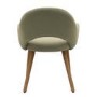 Round Oak Drop Leaf Dining Table Set with 4 Sage Green Velvet Chairs - Seats 4 - Carson