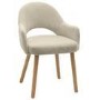 Round Oak Drop Leaf Dining Table Set with 2 Beige Upholstered Chairs - Seats 2 - Carson